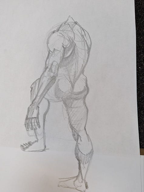 Male life model poses for life drawings