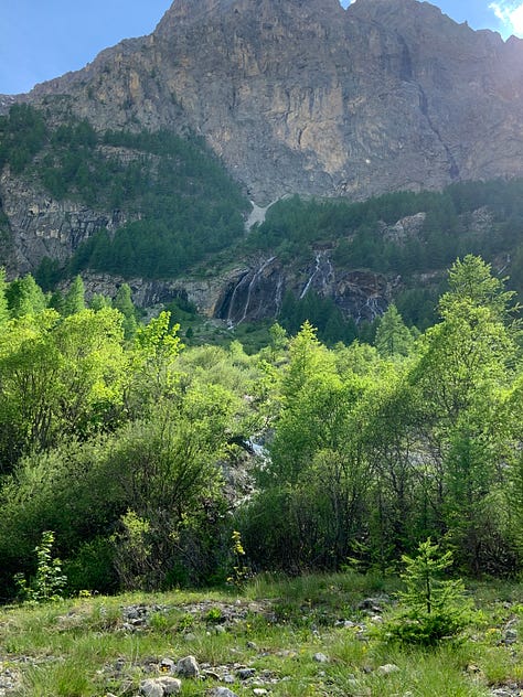 Hiking at Stroppia waterfalls near Chiappera, Piedmont, Italy