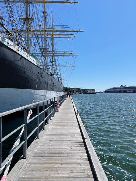 Photos of the four-masted barque sailing ship called Pommern that lives in the Western harbour in Mariehamn