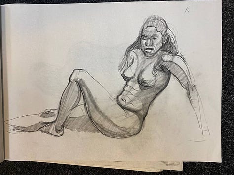 life drawing sketches of a female nude