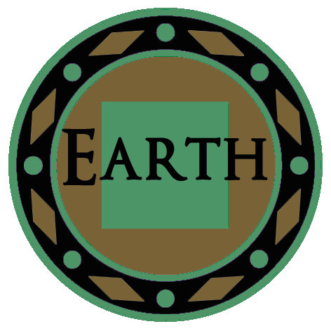 The symbols of each magical element in the Witchlands: an empty circle for Aether, a diamond for Air, a square for Earth, a triangle for Fire, a filled-in circle for void, and an upside-down triangle for Water