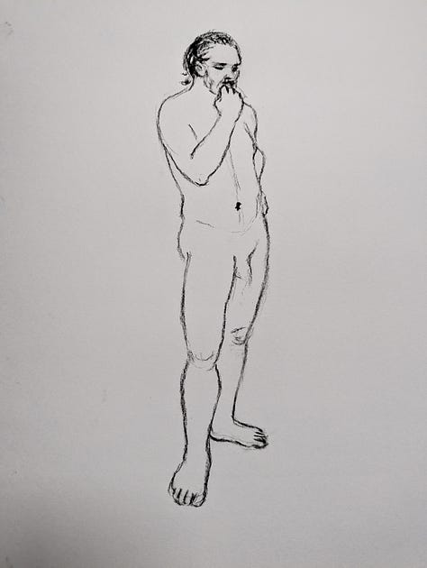 Male life model in dynamic poses