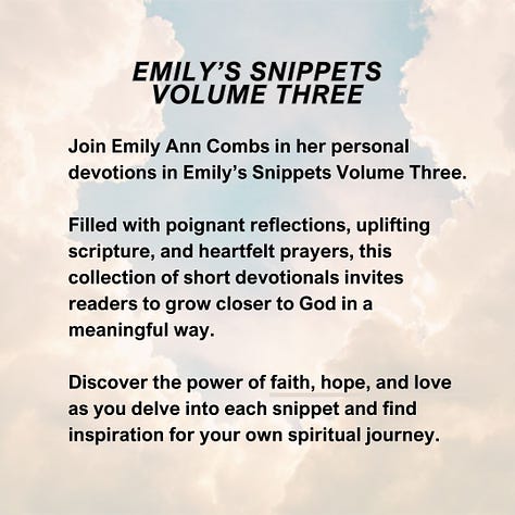 Cover reveal and back blurbs for The Rocky Start, Emily's Snippets vol 3, and Daily Prayer Guides vol 5