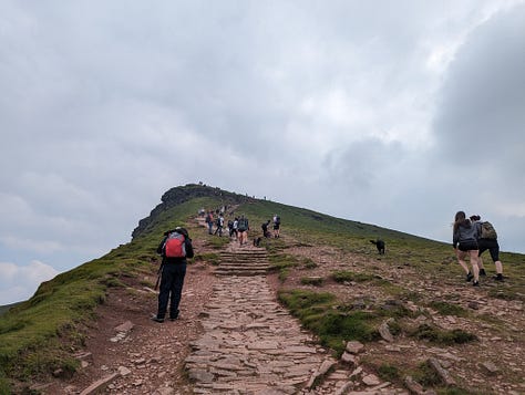 hiking on pen y fan in the brecon beacons