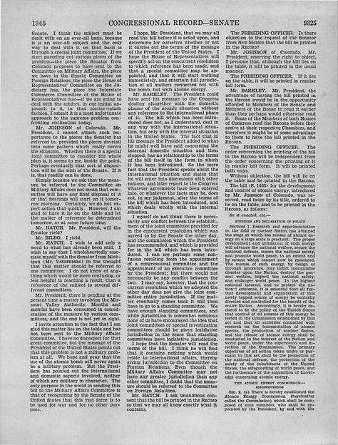 May-Johnson #1 from Congressional Record - Senate of October 3rd, 1945 