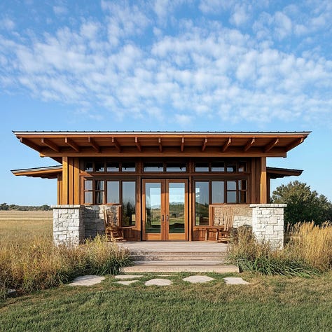 Prairie style hut, mansion, and tower in Midjourney