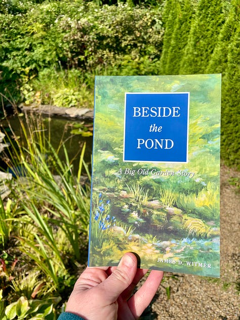 The second book in the series, Beside the Pond, near its inspirational spot: our pond at Havenwood.