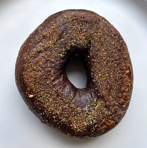 Bagel Oasis's pumpernickel bagel