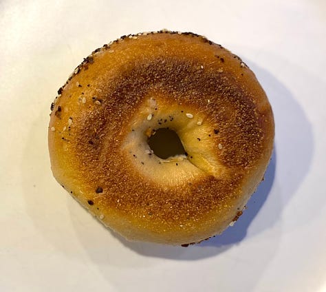 Everything bagel: Top, side, and bottom