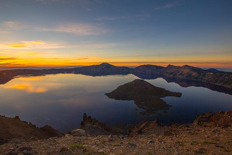 A set of three images from a cool crisp morning at Crater lake, Oregon