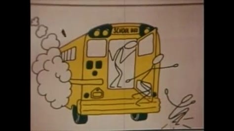How to exit a bus, and a fire axe diagram. Neato!