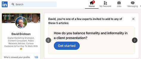 LinkedIn invitations to collaborate on AI generated articles