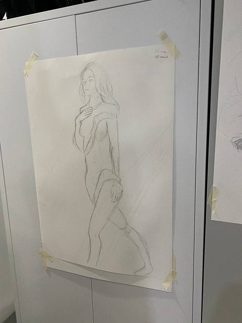 life drawing of female nude at Merthyr Tydfil, cardiff, wales