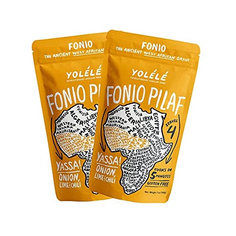 Packages of Fonio Pilaf, Tabitha Brown Cookbook, Blank Favorite Recipe Book