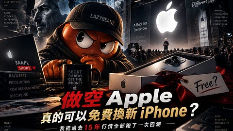 每年發布會做空 Apple 真的可以免費換新 iPhone？我把過去 15 年行情全部跑了一次回測！