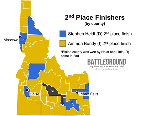 Idaho Gubernatorial Vote Map 2022