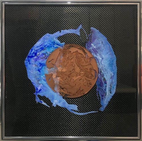 Earth inspired carbon fibre contemporary artwork, 'Little Earth'