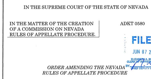 The New Nevada Rules of Appellate Procedure