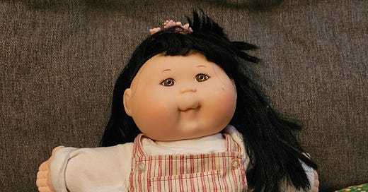 Black cabbage patch doll with yarn hair 2025