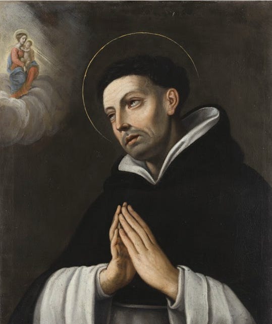 An 18th century painting of St. Hyacinth Castaneda, OP. Or possibly St. Hyacinth Odrowaz, OP. Art historians aren’t certain. Public domain.