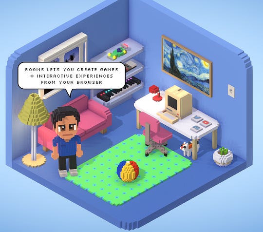 Screen cap of isometric room in rooms.xyz
