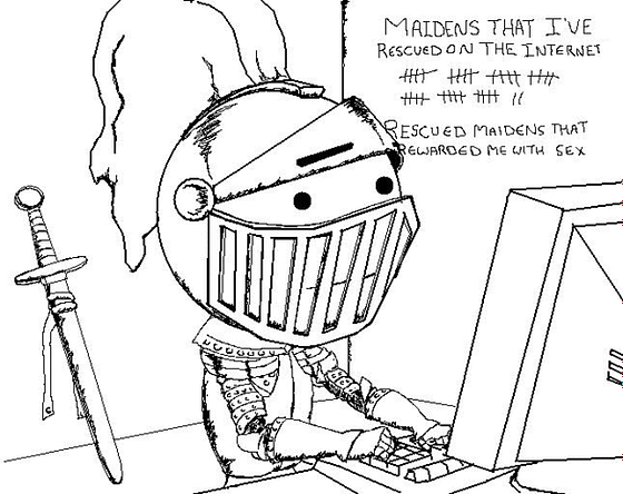 MAIDENS THAT IVE RescuED ON THE INTERNET ESCUED MAIDENS THAT EWAROED ME WITH SEX cartoon black and white text line art head human behavior drawing line