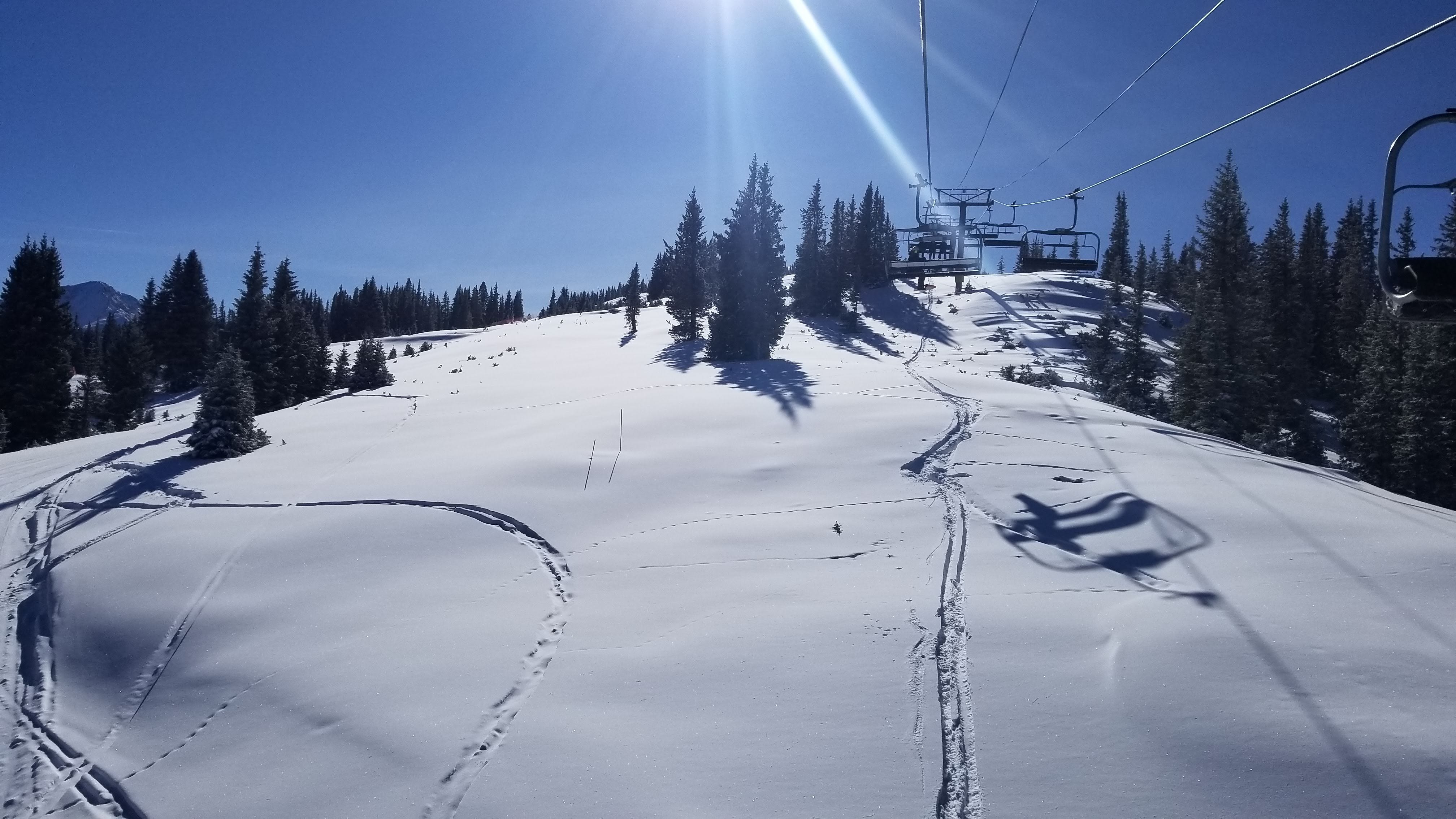 a blue bird day from the Super Bee lift at Copper Mtn.