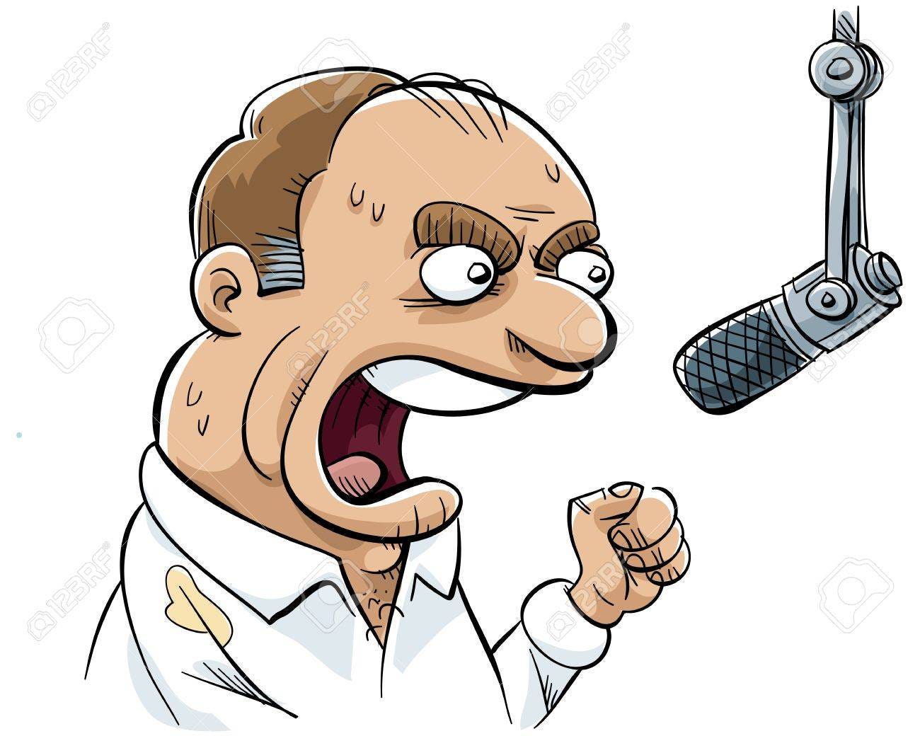 An Angry Talk Radio DJ Rants Into His Microphone Stock Photo, Picture And  Royalty Free Image. Image 17173344.