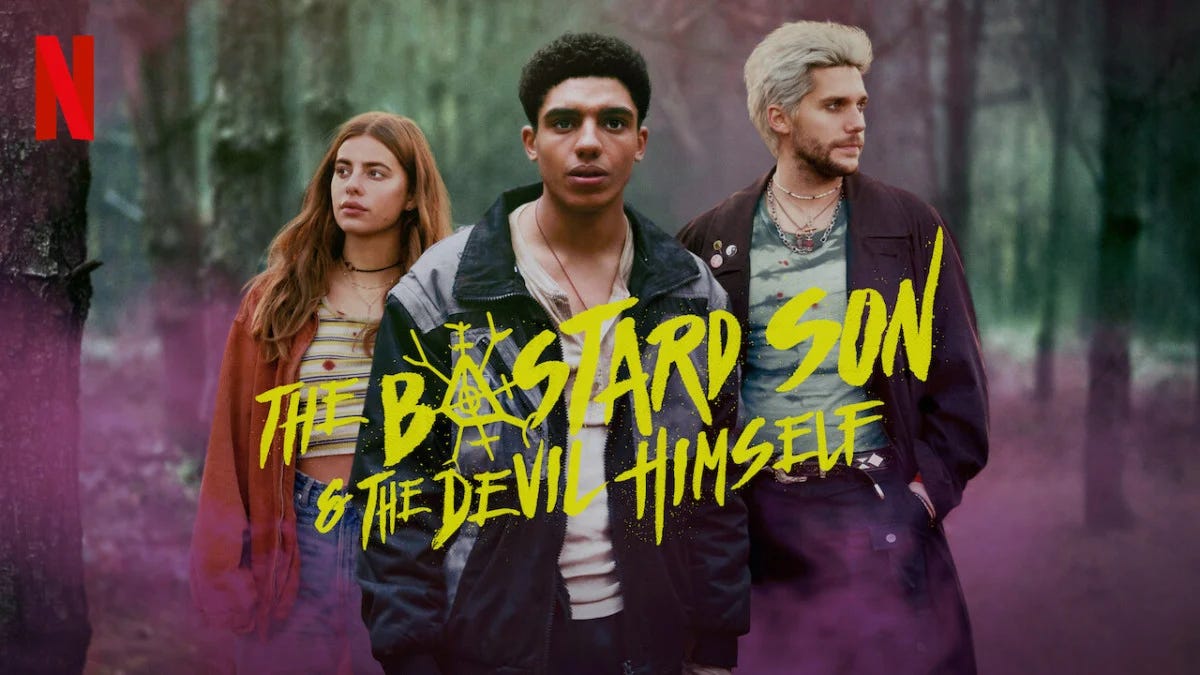 A promotional shot from Half Bad, featuring characters Annalise, Nathan, and Gabriel, plus the show logo and Netflix logo