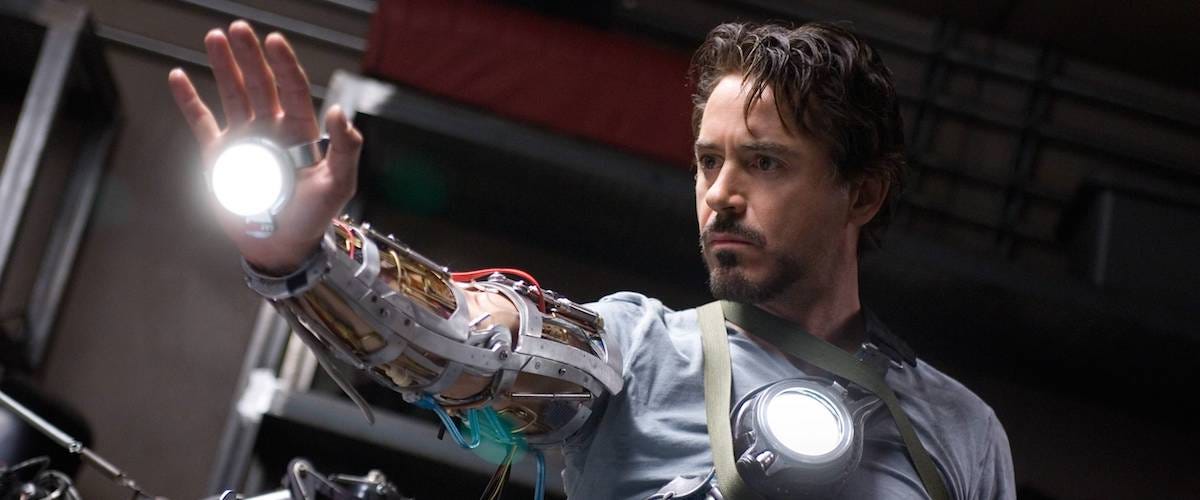 Robert Downey Jr. as Iron Man seen here imagining all the money this franchise will earn him.