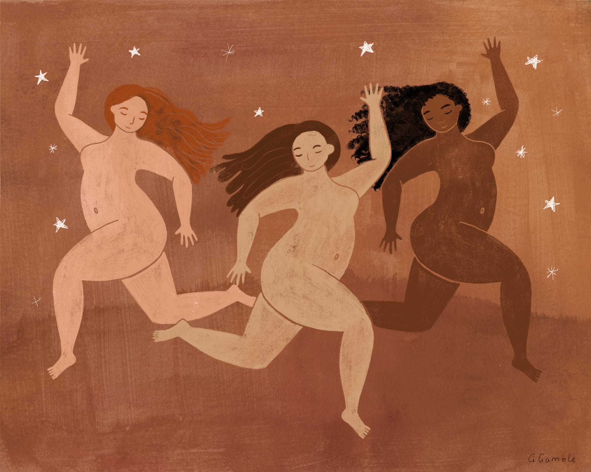 Gillian Gamble art print of three women in style of Matisse