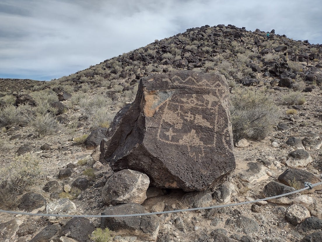 Picture on boulder on boulder-strewn hill