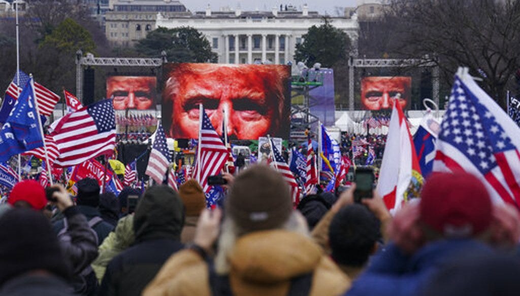 Trump supporters participate in a rally Wednesday, Jan. 6, 2021 in Washington. (AP)