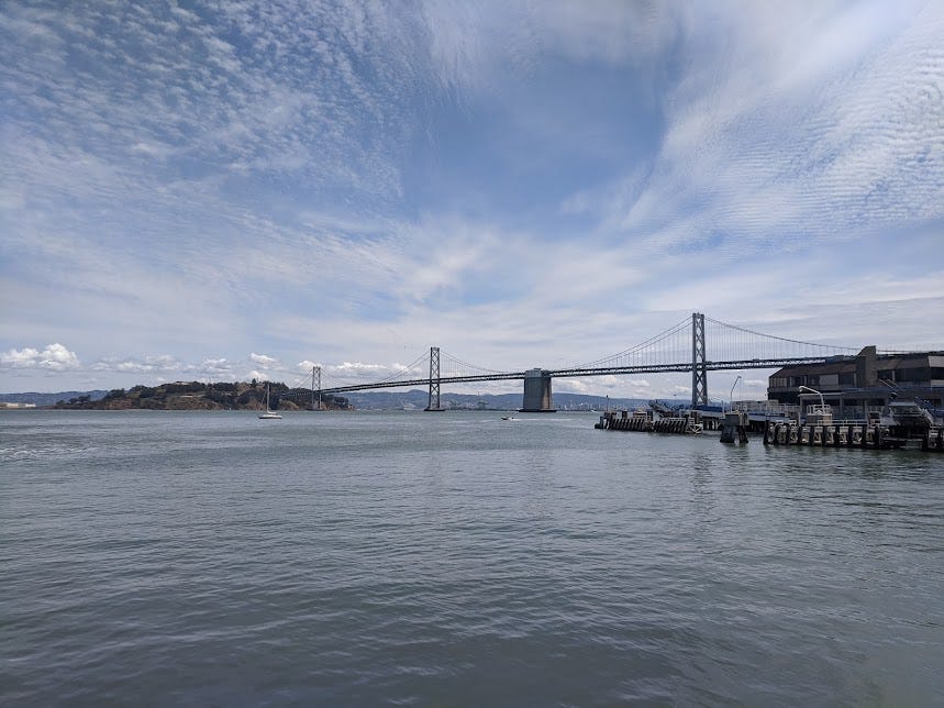the SF bay and the SF-Oakland Bay Bridge