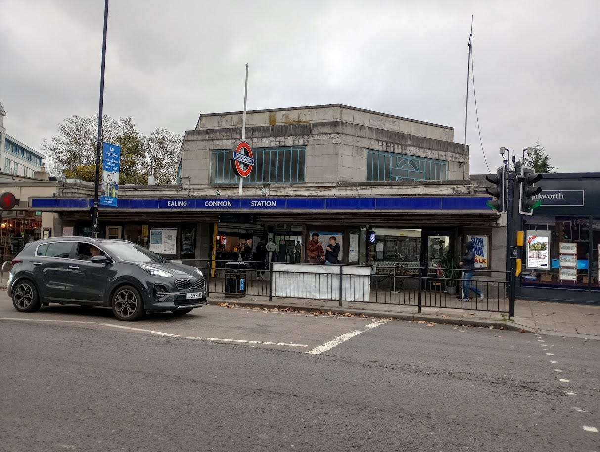 Low building with hexagonal upper floor