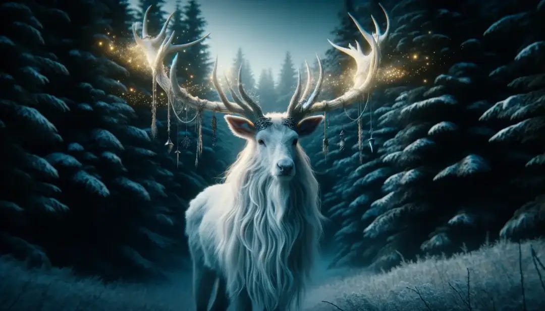 Frostbrandr Hríðhjarta - The Magical Winter Stag Created by Jaye of MagicVibesOnly.net