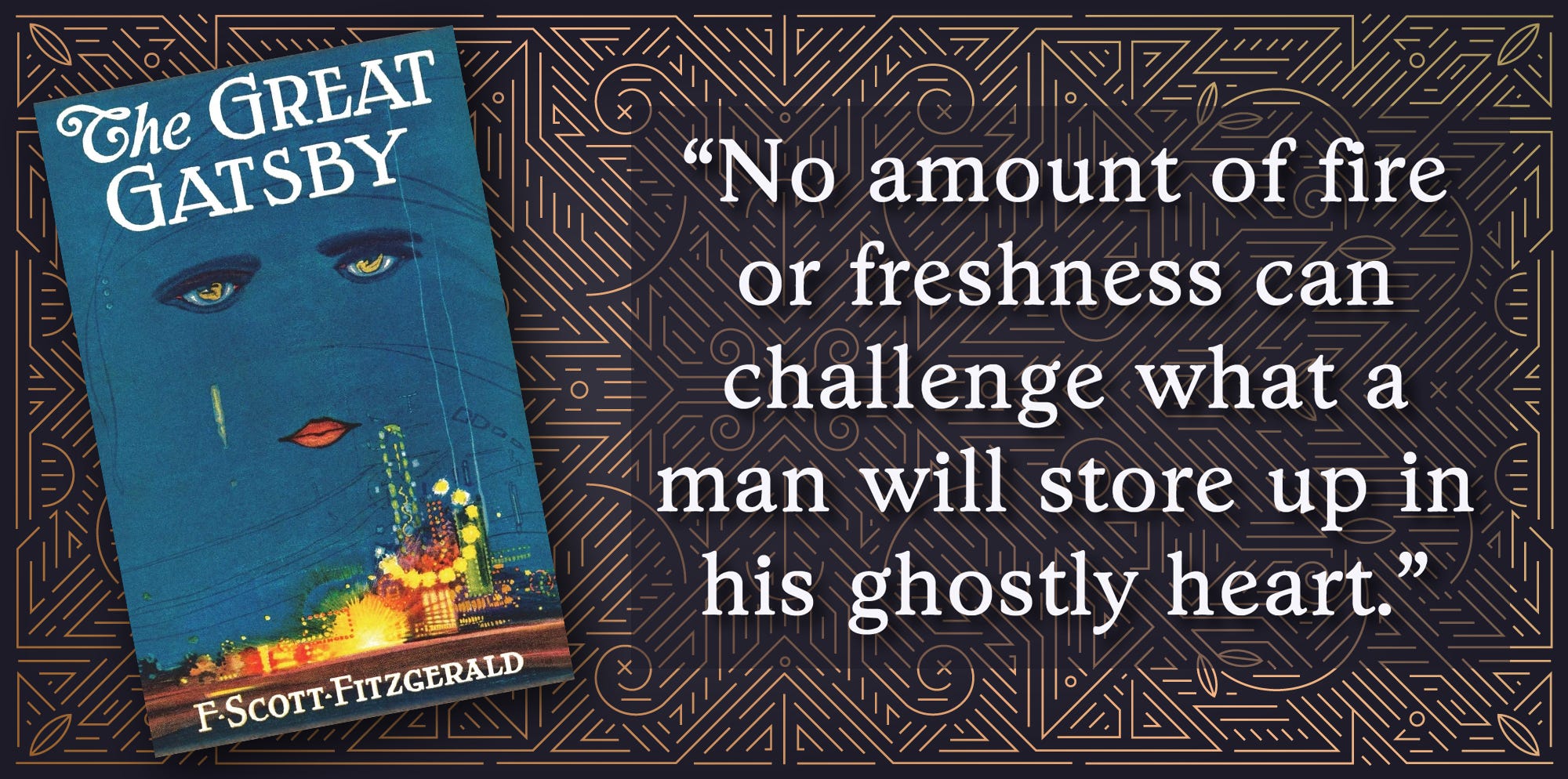 Banner celebrating The Great Gatsby at 100 years old.