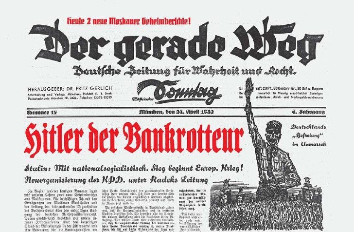 Front page of anti-nazi newspaper