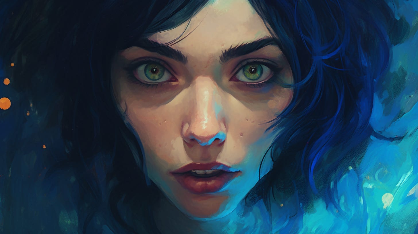 Midjourney prompt: A dark haired woman with blue eyes taking a selfie, webcam, light brown and amber, crisp and delicate Midjourney prompt: A dark haired woman with blue eyes taking a selfie, webcam, light brown and amber, crisp and delicate
