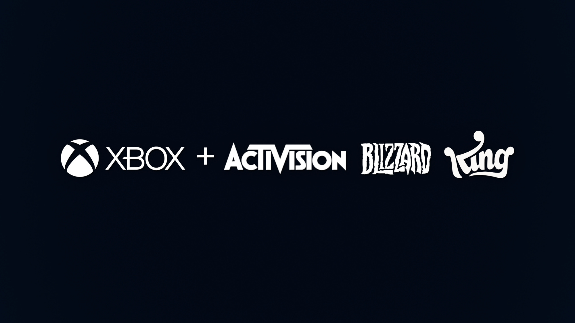 Logos of Xbox, Activision, Blizzard, and King
