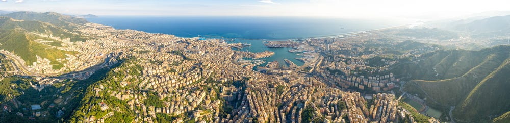 Aerial panorama of Genoa, Italy