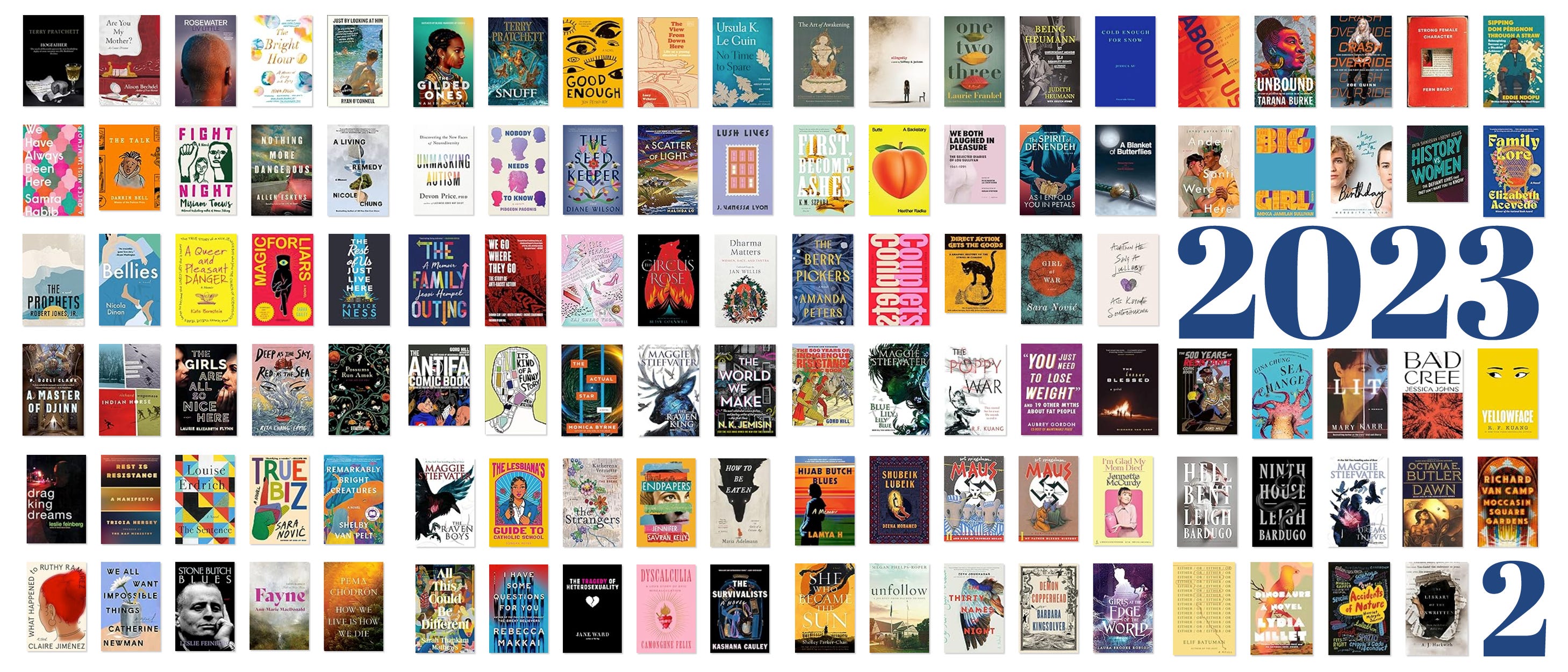 Image of every book cover of all 114 books I read in 2023