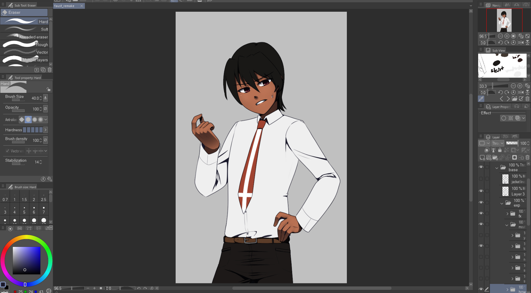 Work in progress of Faust's new sprite being rendered. His clothes and hair are still undone