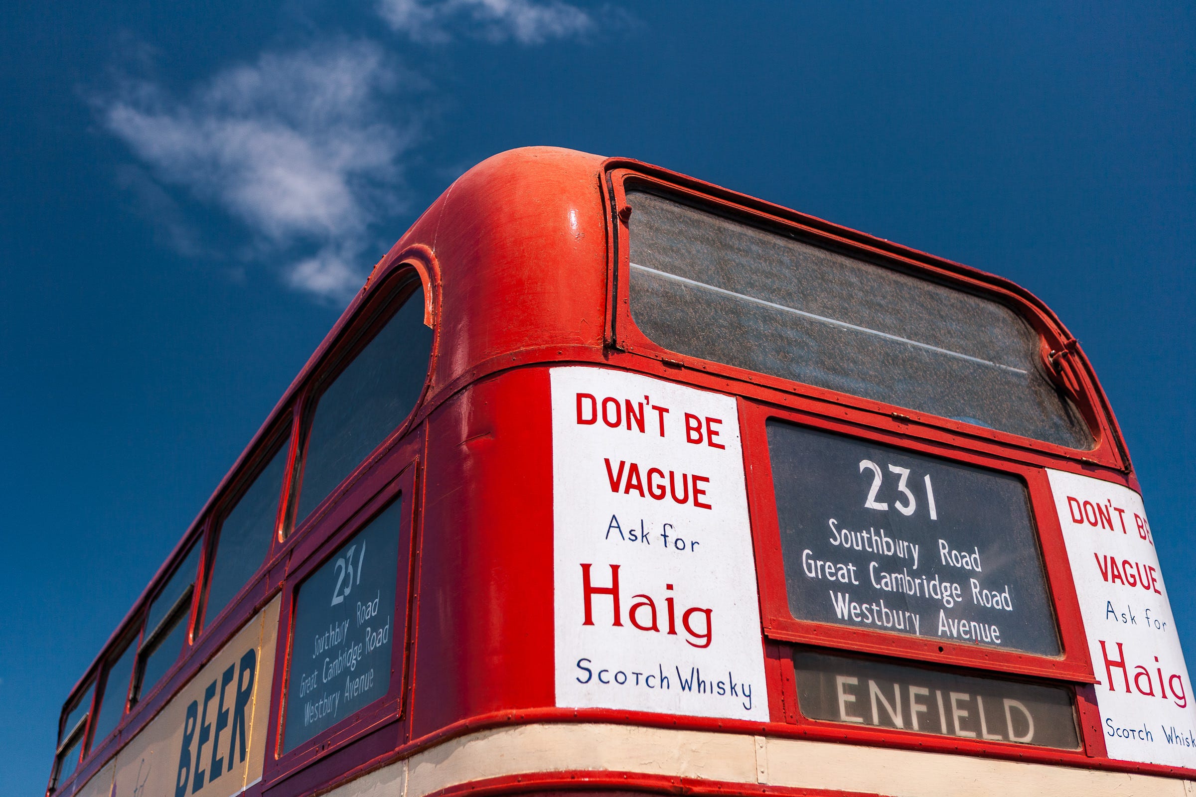 Red bus and blue sky. 1/1000, f/2.8, ISO 100, 38mm