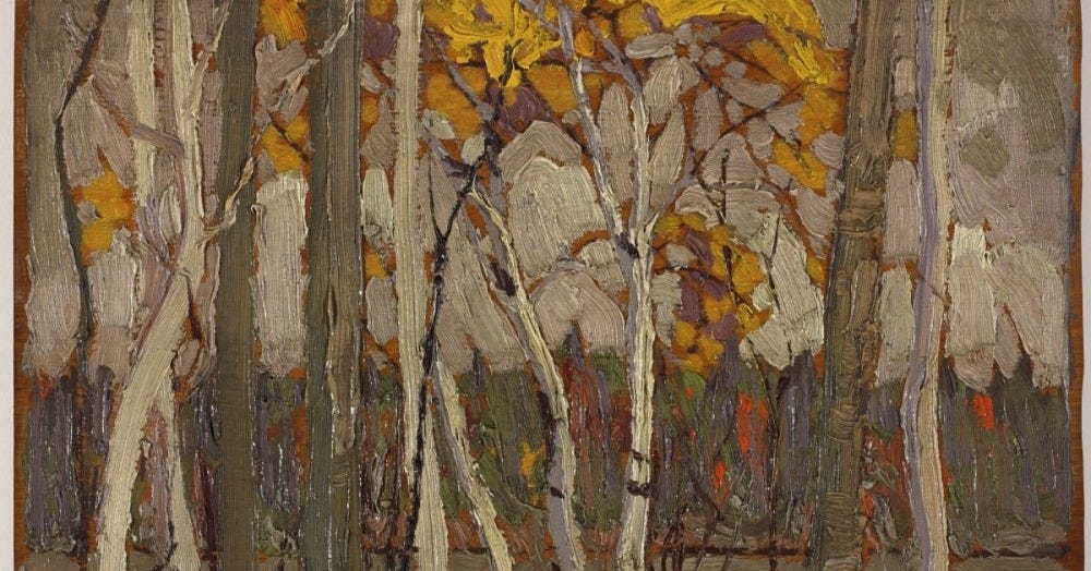 “Autumn Birches and Poplars, Canoe Lake” by Tom Thomson. c. 1914-1915.