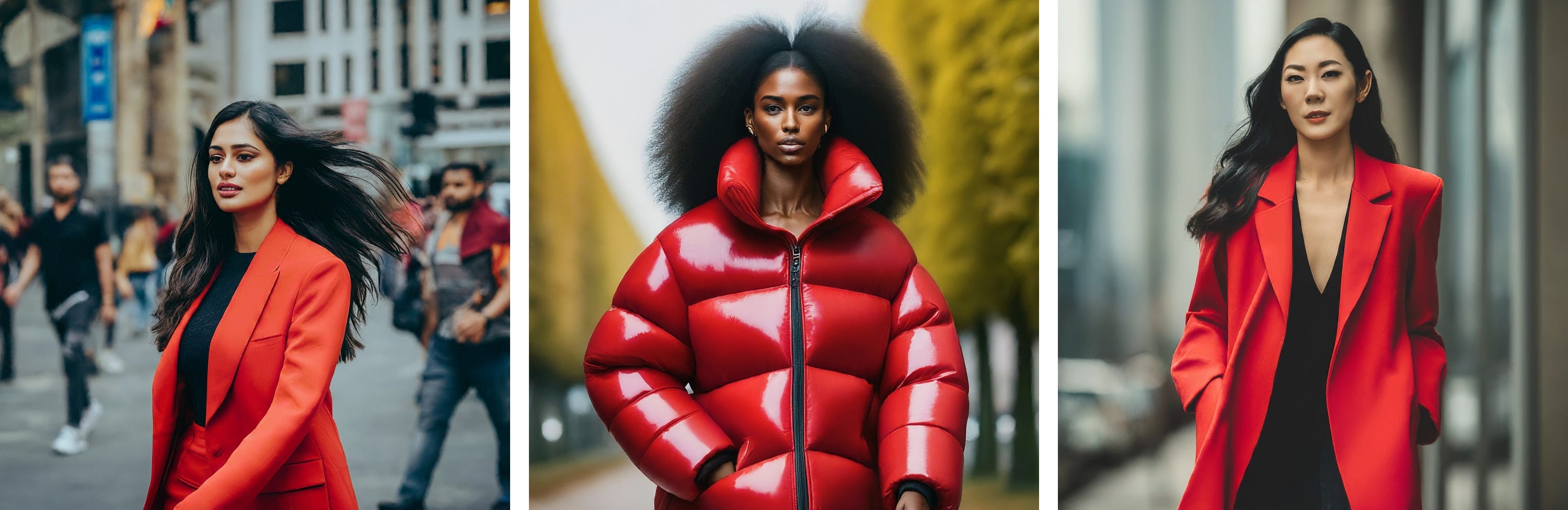 Mujer con abrigo rojo