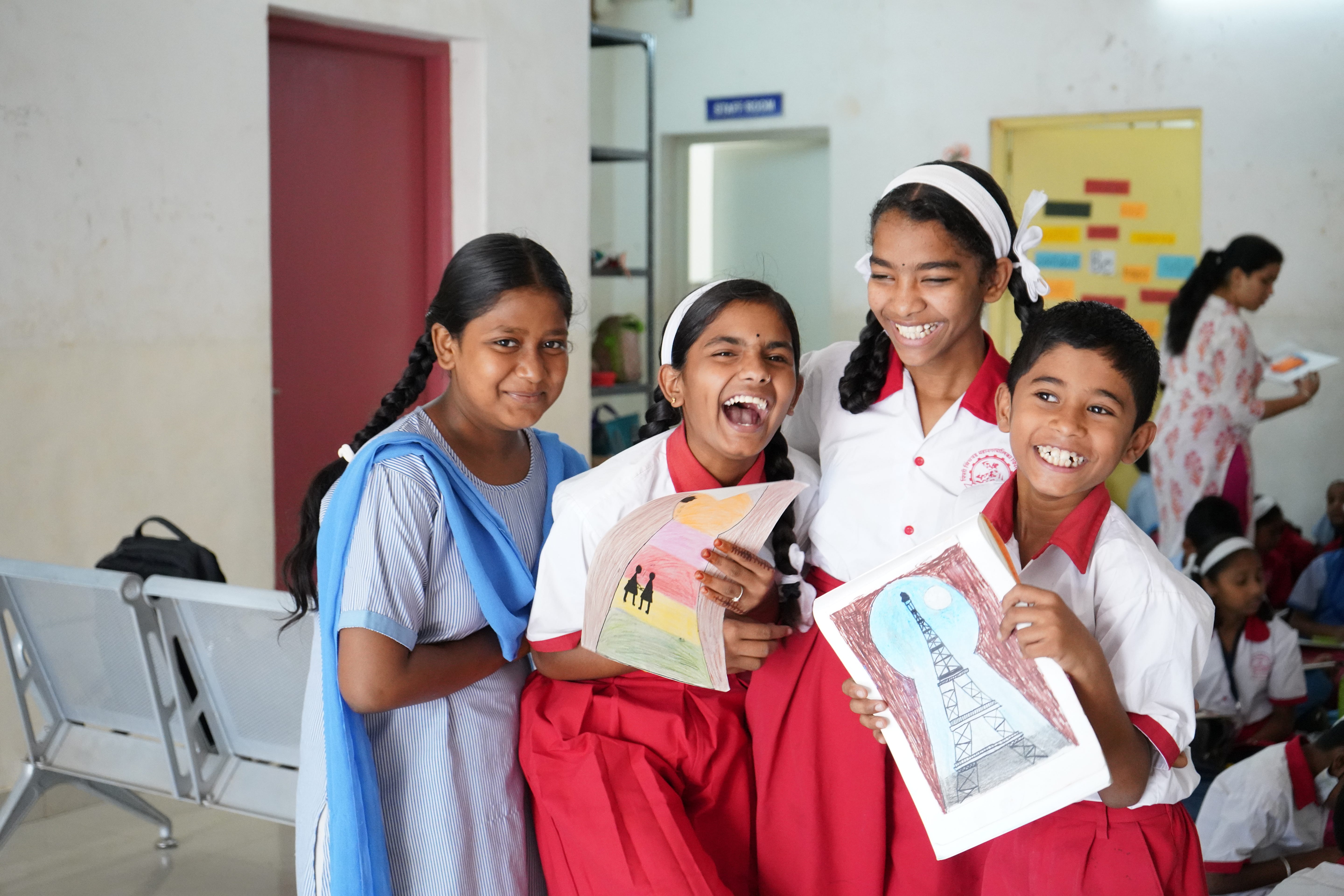 laughing children in school