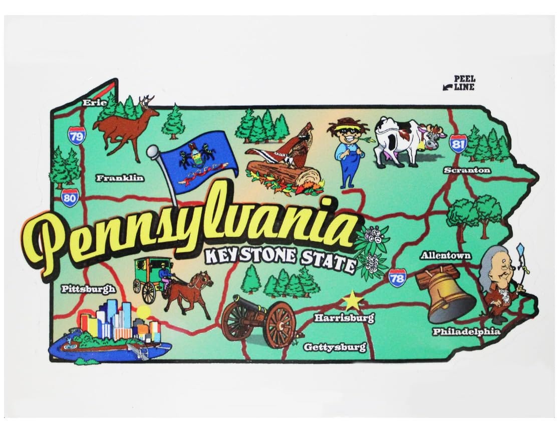 Pennsylvania - State Map Outline Vinyl Sticker