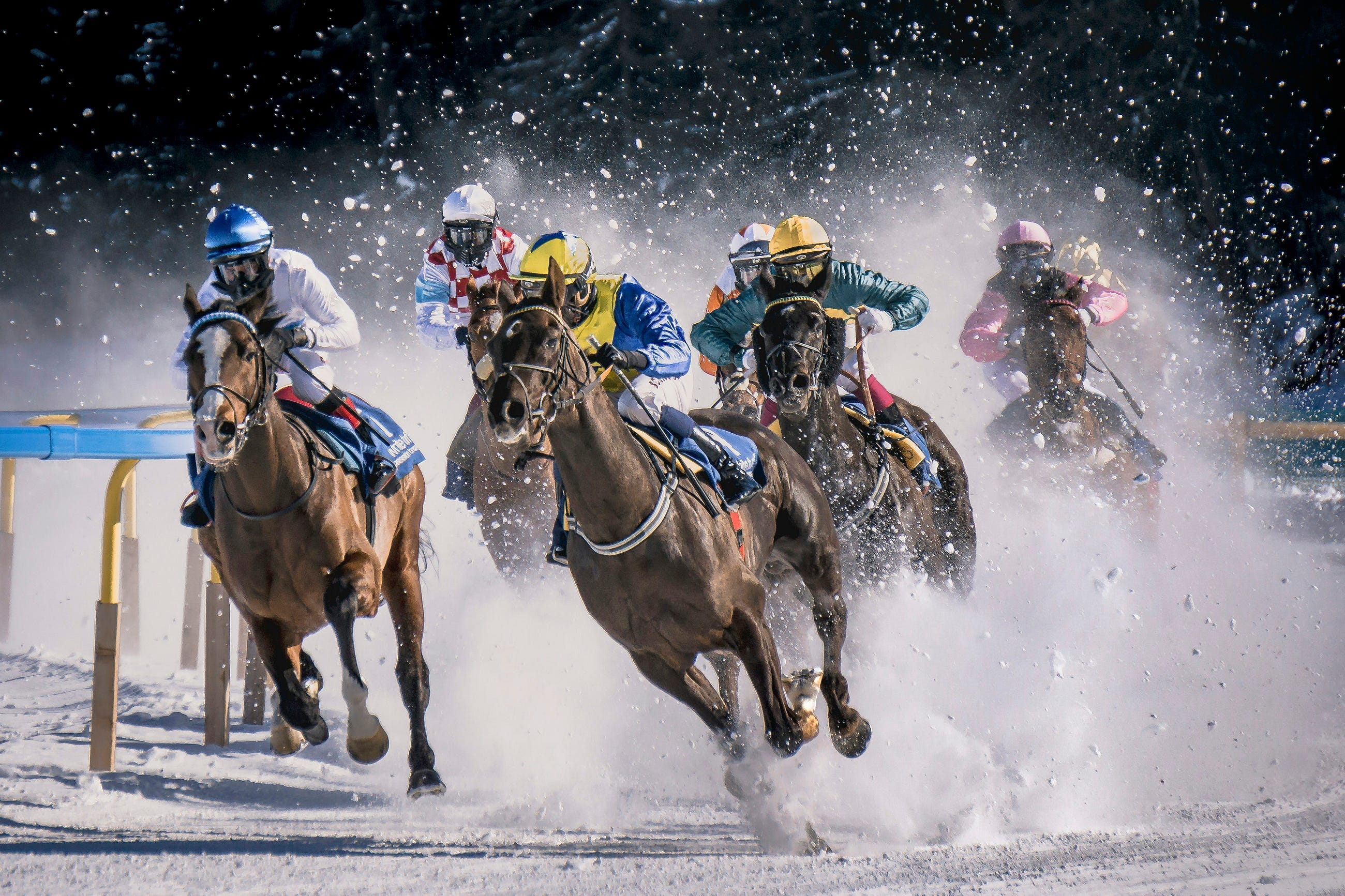 A horse race on a snowy track — Photo by Pietro Mattia on Unsplash