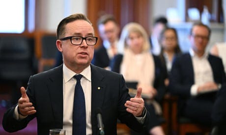 Qantas CEO Alan Joyce speaks at a Senate committee hearing into the cost of living
